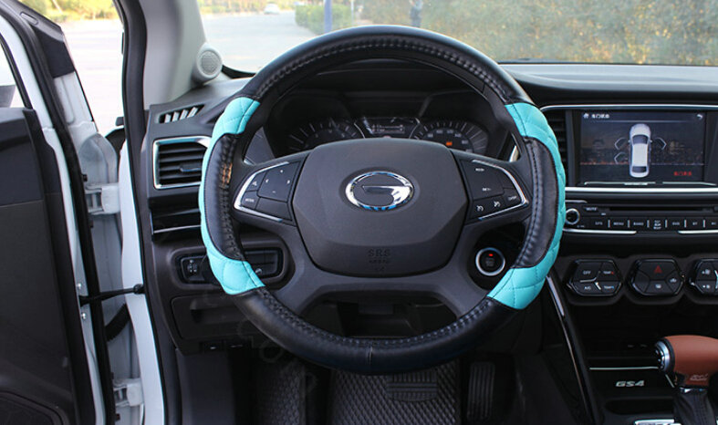 Pretty Car Steering Wheel Covers Sheepskin Leather 15 Inch 38CM - Electric Blue