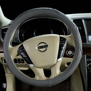 Pretty Car Steering Wheel Covers Sheepskin Leather 15 Inch 38CM - Grey