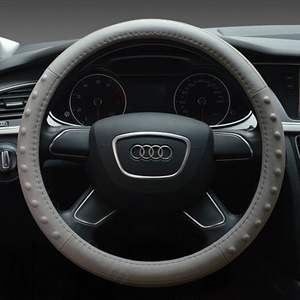 Pretty Dot Car Steering Wheel Covers Genuine Leather 15 Inch 38CM - Grey