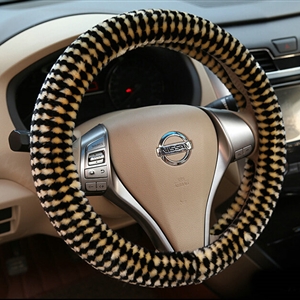 Pretty Polka Dot Auto Steering Wheel Wrap Velvet 15 Inch 38CM - Black Yellow