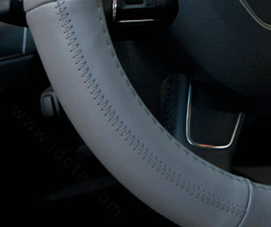 Printing Car Steering Wheel Covers Genuine Leather 15 Inch 38CM - Grey