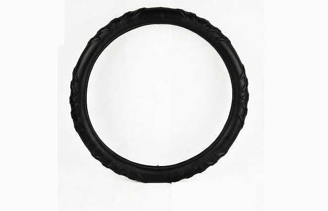 Quality Auto Steering Wheel Covers PU Leather 15 Inch 38CM - Black