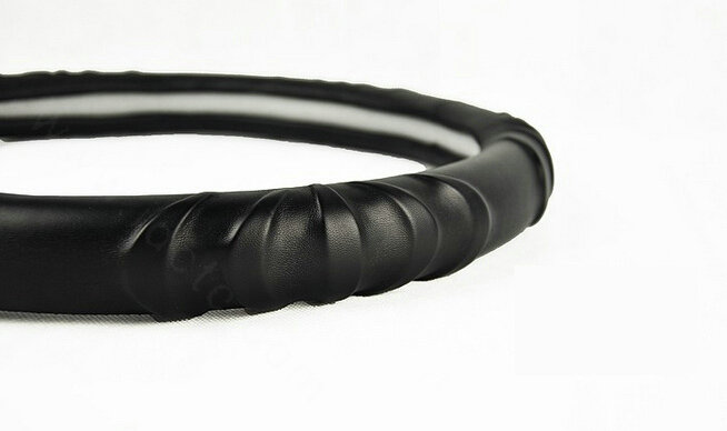 Quality Auto Steering Wheel Covers PU Leather 15 Inch 38CM - Black