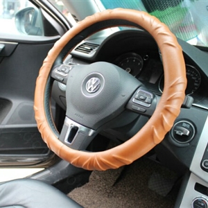 Quality Auto Steering Wheel Covers PU Leather 15 Inch 38CM - Brown