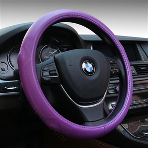 Quality Auto Steering Wheel Covers Sheepskin Leather 15 Inch 38CM - Purple