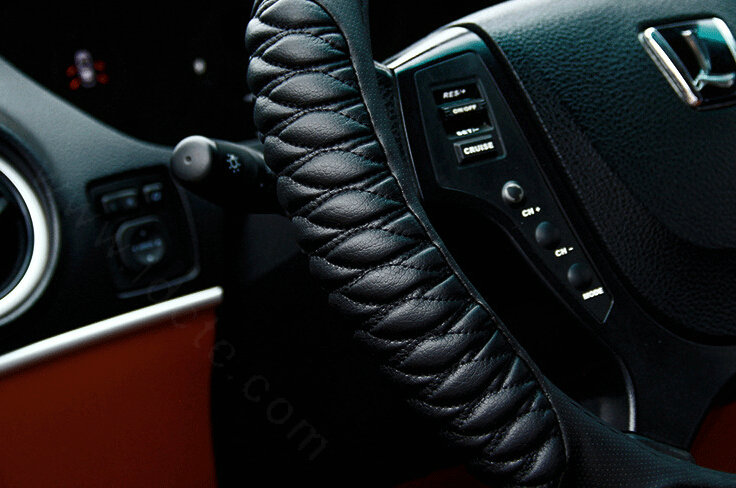 Quality Auto Steering Wheel Wrap PU Leather 15 Inch 38CM - Brown