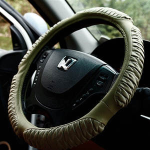 Quality Auto Steering Wheel Wrap PU Leather 15 Inch 38CM - Brown