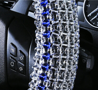 Quality Beaded Car Steering Wheel Cover 15 Inch 38CM - Blue