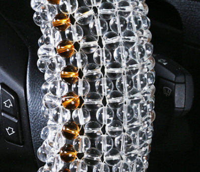 Quality Beaded Car Steering Wheel Cover 15 Inch 38CM - Gold