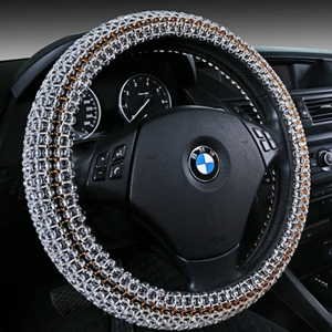 Quality Beaded Car Steering Wheel Cover 15 Inch 38CM - Gold