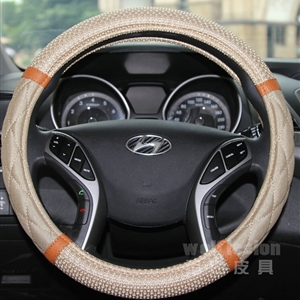 Quality Car Steering Wheel Wrap Ice Silk 15 Inch 38CM - Beige