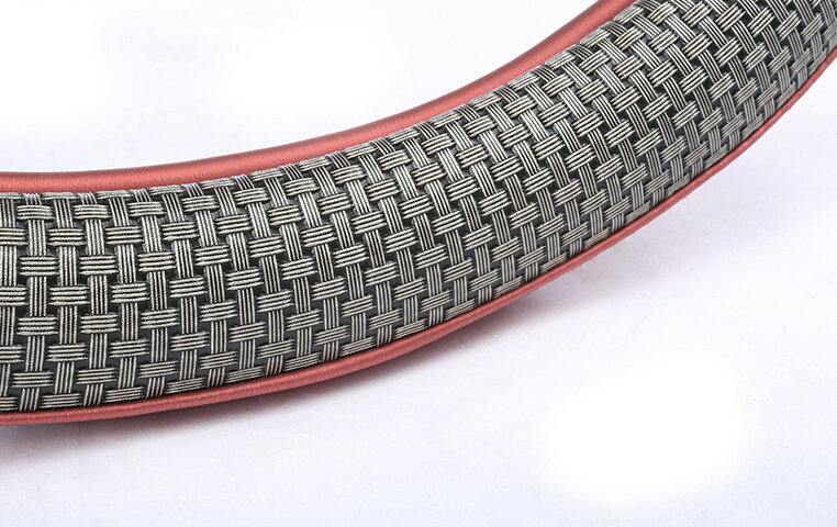 Quality Car Steering Wheel Wrap Ice Silk PU Leather 15 Inch 38CM - Red