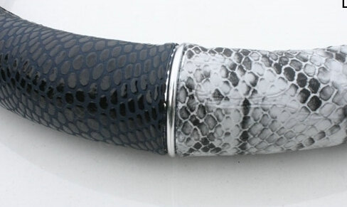 Snake Print Auto Steering Wheel Covers Crocodile Leather 15 Inch 38CM - Grey