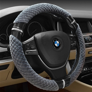 Unique Auto Steering Wheel Wrap Velvet 15 Inch 38CM - Grey