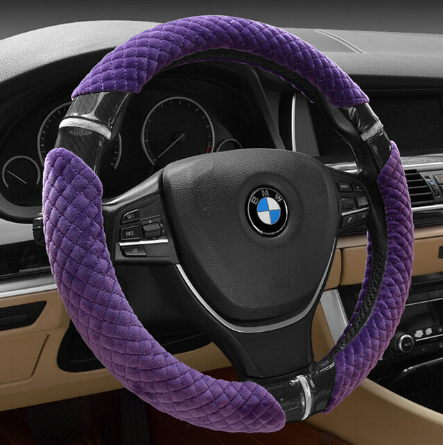 Unique Auto Steering Wheel Wrap Velvet 15 Inch 38CM - Purple