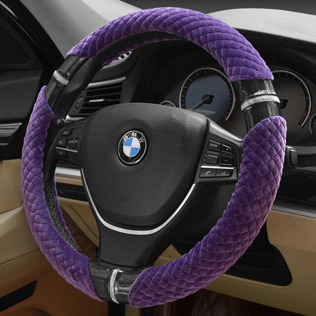 Unique Auto Steering Wheel Wrap Velvet 15 Inch 38CM - Purple