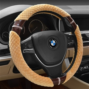 Unique Auto Steering Wheel Wrap Velvet 15 Inch 38CM - Yellow