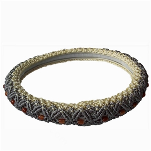 Unique Beaded Car Steering Wheel Cover Ice Silk 15 Inch 38CM - Grey