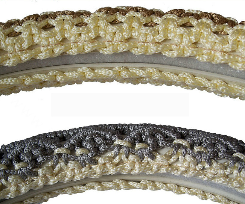 Unique Beaded Car Steering Wheel Cover Ice Silk 15 Inch 38CM - Yellow