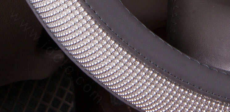 Unique Beaded Car Steering Wheel Covers PU Leather 15 Inch 38CM - Grey