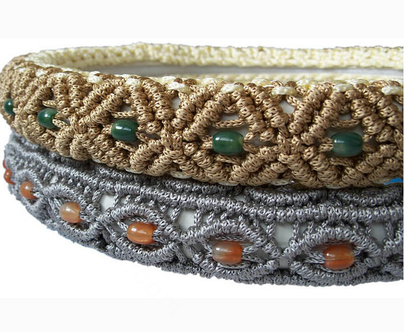 Unique Beaded Car Steering Wheel Wrap Ice Silk 15 Inch 38CM - Grey