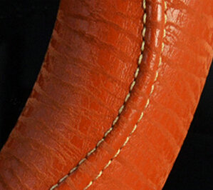 Unique Car Steering Wheel Covers Sheepskin Genuine Leather 15 Inch 38CM - Black Brown