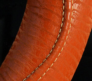 Unique Car Steering Wheel Covers Sheepskin Genuine Leather 15 Inch 38CM - Black Grey