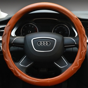 Unique Car Steering Wheel Covers Sheepskin Leather 15 Inch 38CM - Brown