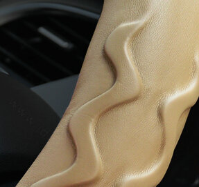 Unique Car Steering Wheel Covers Sheepskin Leather 15 Inch 38CM - Grey