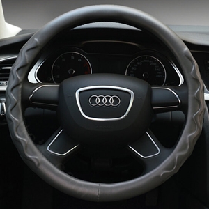 Unique Car Steering Wheel Covers Sheepskin Leather 15 Inch 38CM - Grey