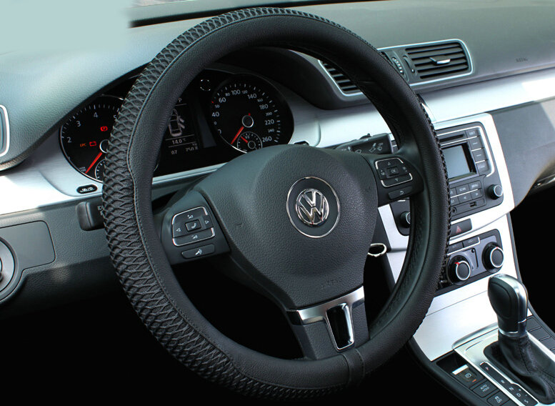 Unique Car Steering Wheel Wrap Ice Silk 15 Inch 38CM - Black