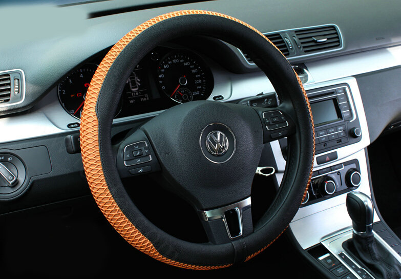 Unique Car Steering Wheel Wrap Ice Silk 15 Inch 38CM - Brown