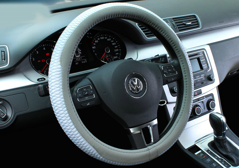 Unique Car Steering Wheel Wrap Ice Silk 15 Inch 38CM - Grey
