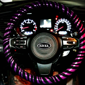Unique Zebra Print Auto Steering Wheel Covers PU Leather 15 Inch 38CM - Purple
