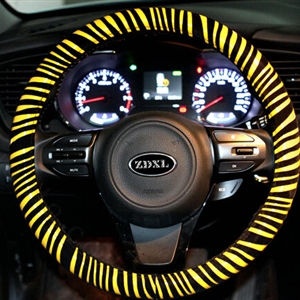 Unique Zebra Print Auto Steering Wheel Covers PU Leather 15 Inch 38CM - Yellow