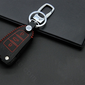 Cheap Genuine Leather Auto Key Bags Fold for Audi A3 - Red