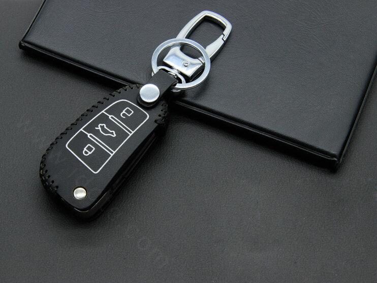 Cheap Genuine Leather Auto Key Bags Fold for Audi A5 - Black