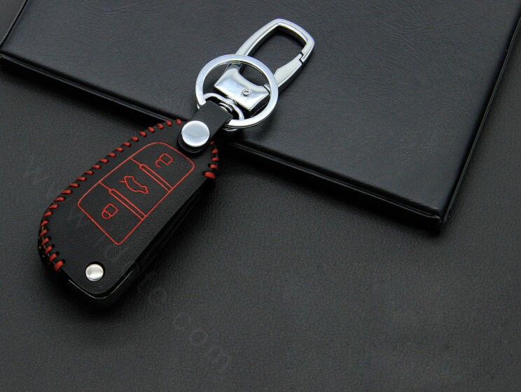 Cheap Genuine Leather Auto Key Bags Fold for Audi A5 - Red