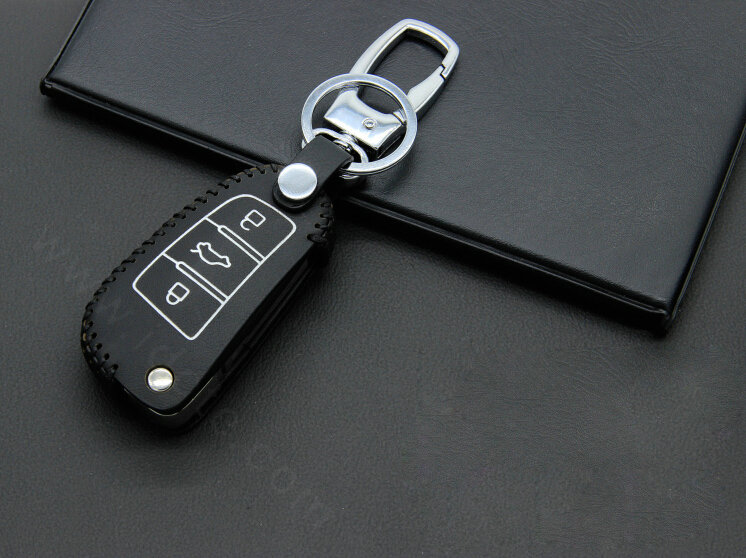 Cheap Genuine Leather Auto Key Bags Fold for Audi A7 - Black