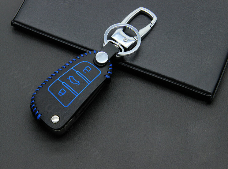 Cheap Genuine Leather Auto Key Bags Fold for Audi A7 - Blue