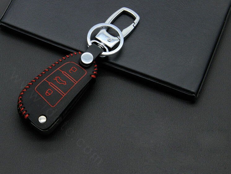 Cheap Genuine Leather Auto Key Bags Fold for Audi A7 - Red