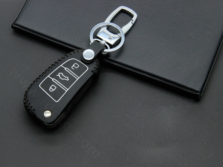 Cheap Genuine Leather Auto Key Bags Fold for Audi R8 - Black