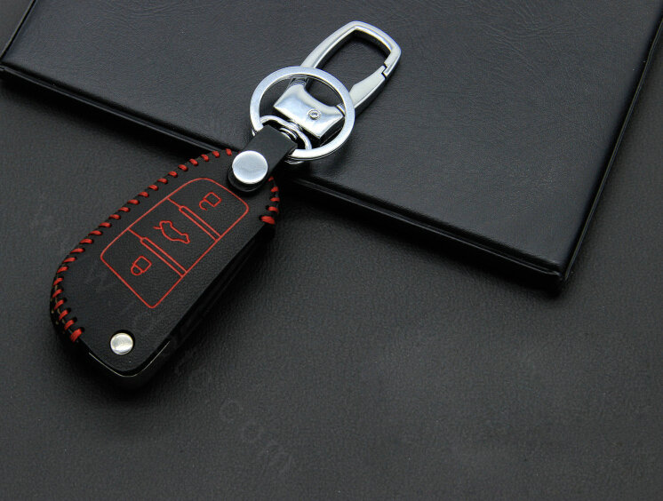 Cheap Genuine Leather Auto Key Bags Fold for Audi R8 - Red