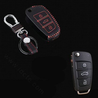 Cool Genuine Leather Automobile Key Bags Fold for Audi A6L - Red