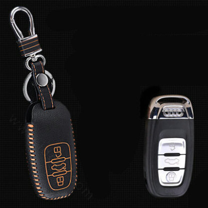 Cool Genuine Leather Key Ring Auto Key Bags Smart for Audi A6 - Orange