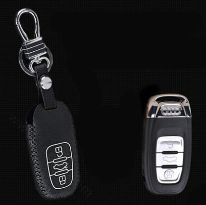 Cool Genuine Leather Key Ring Auto Key Bags Smart for Audi A6L - Black