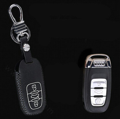 Cool Genuine Leather Key Ring Auto Key Bags Smart for Audi A8L - Black