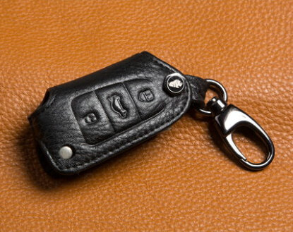 Fashion Genuine Leather Automobile Key Bags Fold for Audi A4L - Black