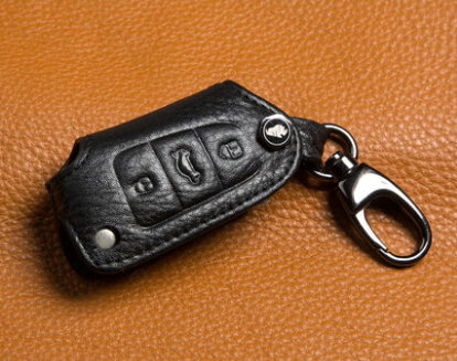 Fashion Genuine Leather Automobile Key Bags Fold for Audi Q7 - Black