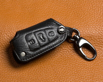 Fashion Genuine Leather Automobile Key Bags Fold for Audi TT - Black